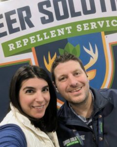 Deer repellent service franchise cofounders Jaime and Kris Goodrich.